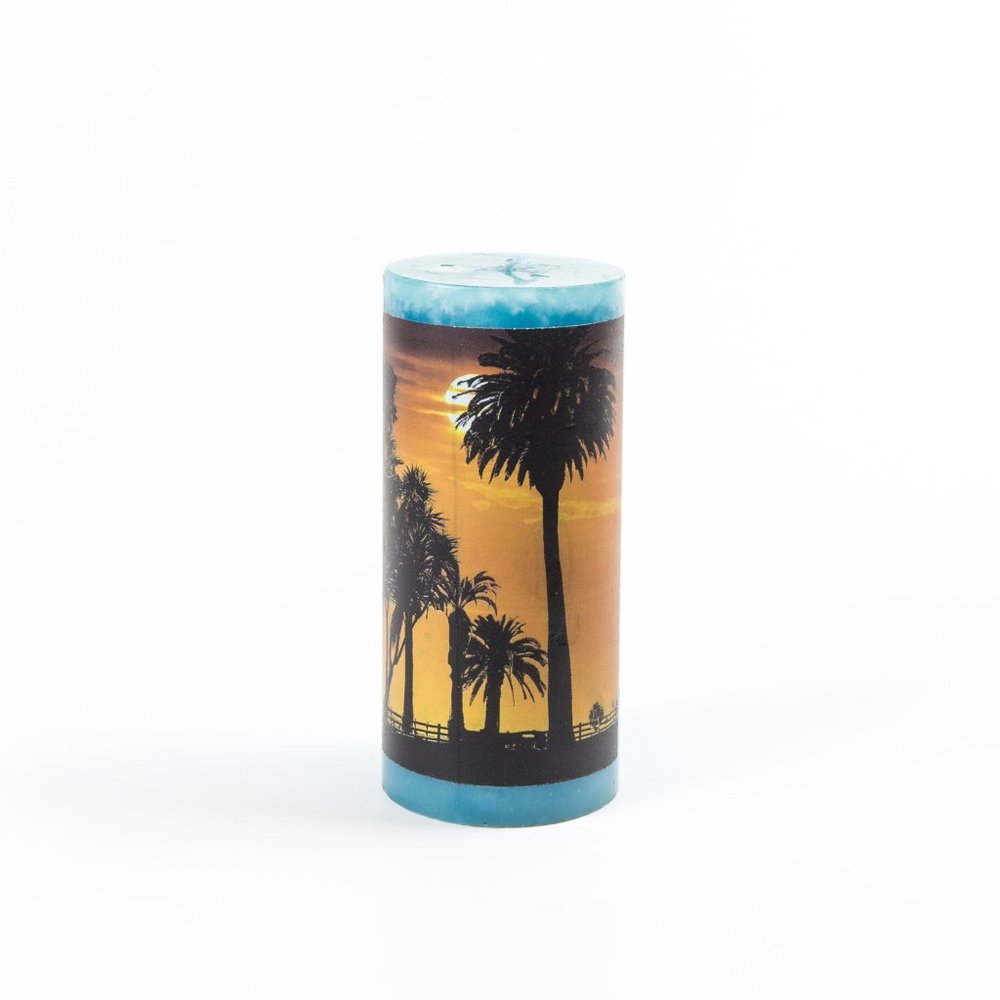 Sunset  Custom Printed Scented Pillar Candle 3x6"